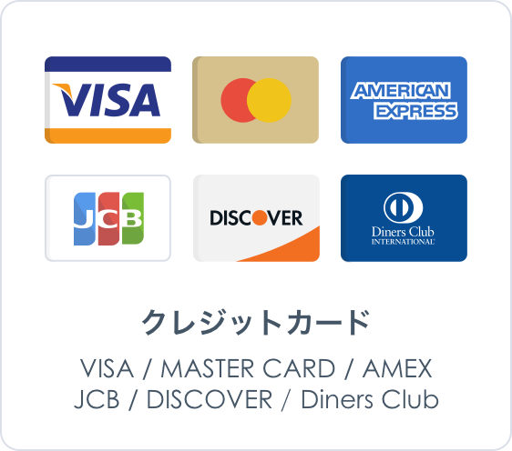 クレジットカード VISA/MASTER CARD/AMEX/JCB/DISCOVER/Diners Club